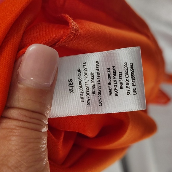 Vince Camuto Orange Floral Dress Size XL Sheer Long Sleeve Flowy V Neck Tiered - Picture 10 of 12